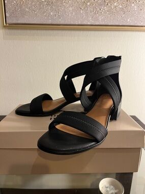 Donald Pliner Anitra Women’s Black Strappy Block Heel Sandals
